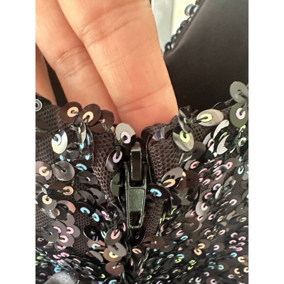 City Studio V-Neck Adjustable Straps Fit & Flare Back Bow Pastel Sequin Dress 0 - Picture 7 of 10